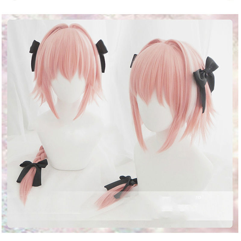 

Costume Accessories Astolfo Fate Apocryph Cosplay Wigs Long Pink Braided Heat Resistant Synthetic Hair Perucas Cosplay Wig +3 Black Bows + W, Only 3 black bows