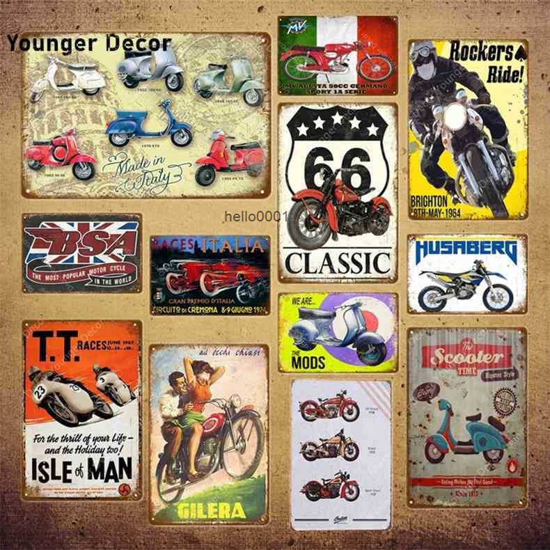 

Classic Route 66 Motorcylces Poster Pub Bar Garage Decoration Scooter Tin Signs Vintage Shabby chic Metal Plate MV Plaque YI-002