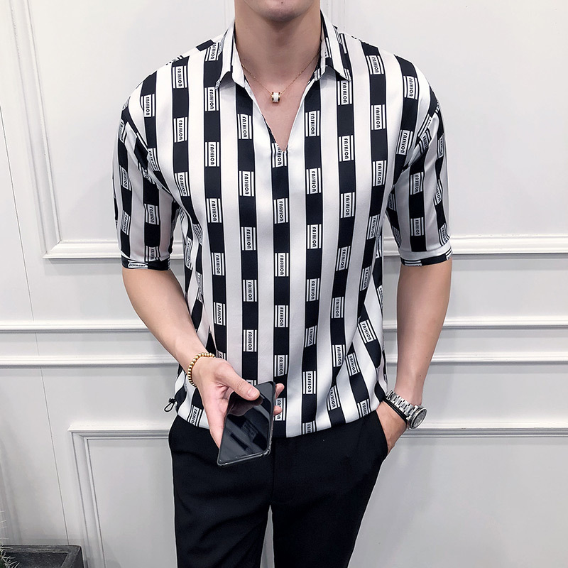 

Summer Short Sleeve Floral Shirt Business Style Casual Men's Blouse Fashion Dress Shirts Designer 2021, White