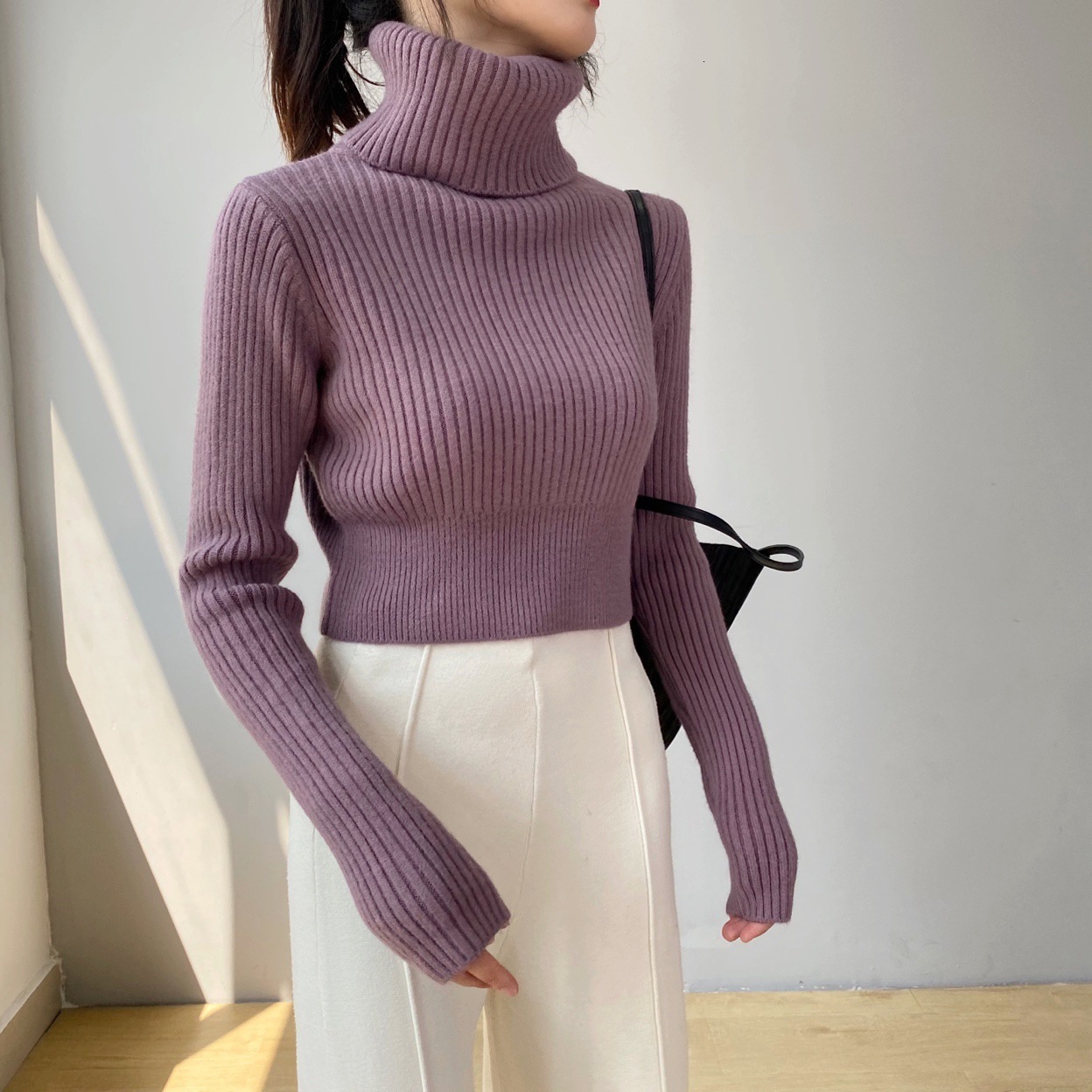 

2021 Women Female High-hot Nightgown Pure Winter Cut Out Pullovers Pull Femme 74yw, White