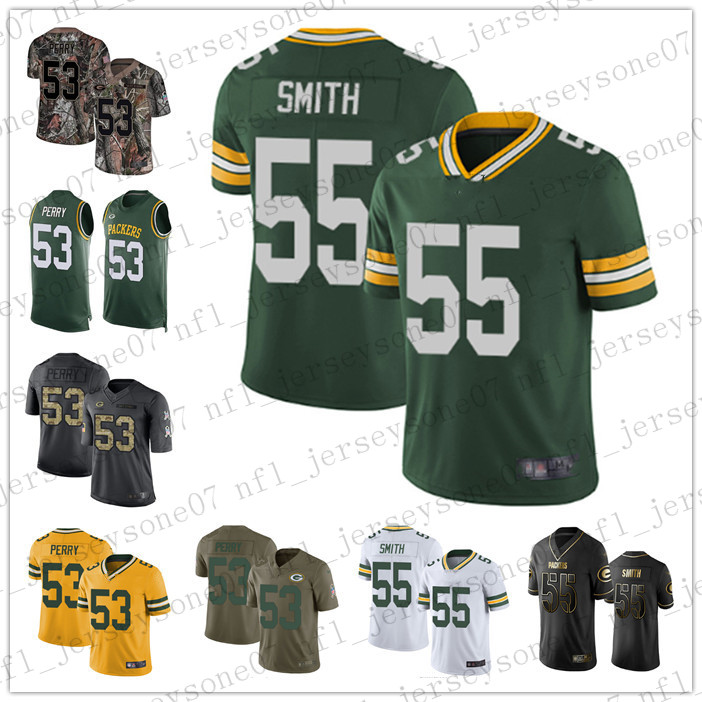 

Custom Mens women youth green bay packers 53 Nick Perry 55 Za'Darius Smith green black Football Limited Rush Jersey