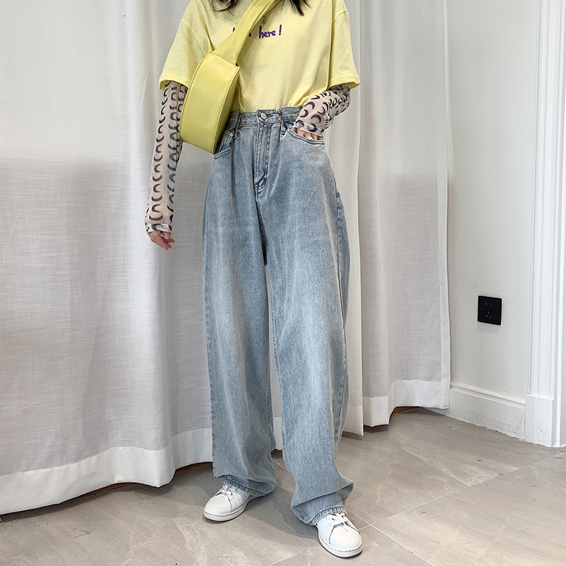 

women's jeans slpbely woman retro breeches summer fall from the vintage high waist long leg denim long-fashion harajuku pants loos, Blue
