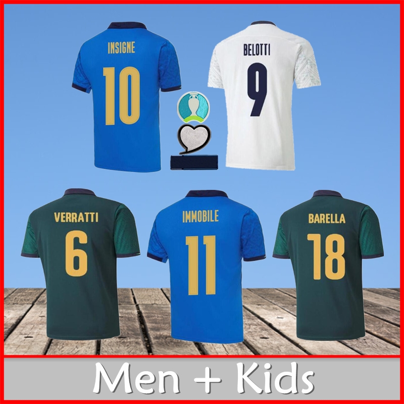 

Italy Home Away third Soccer Jersey 20 21 VERRATTI BELOTTI INSIGNE JORGINHO DE ROSSI BONUCCI football shirt men tshirts + kids kit uniform, Black;yellow