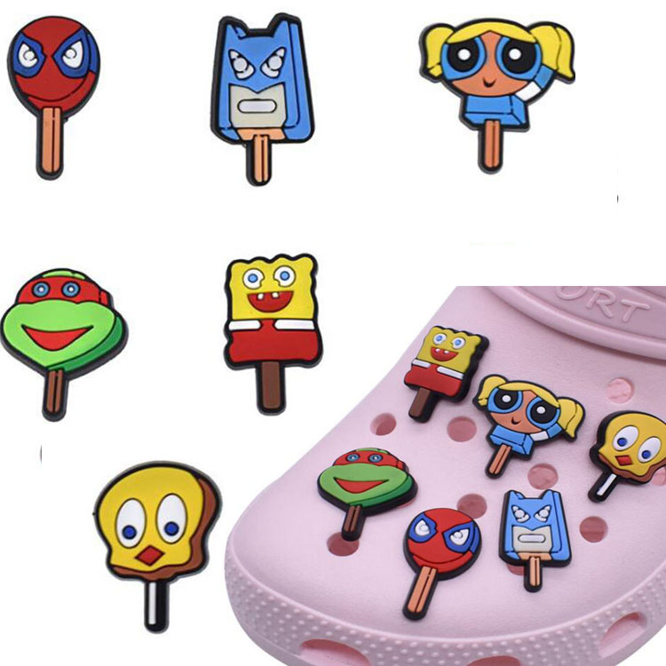 

cute cartoon pvc shoe charms with Bangbang soft rubber shoecharms buckle child bracelet wristband decoration gift, White;pink