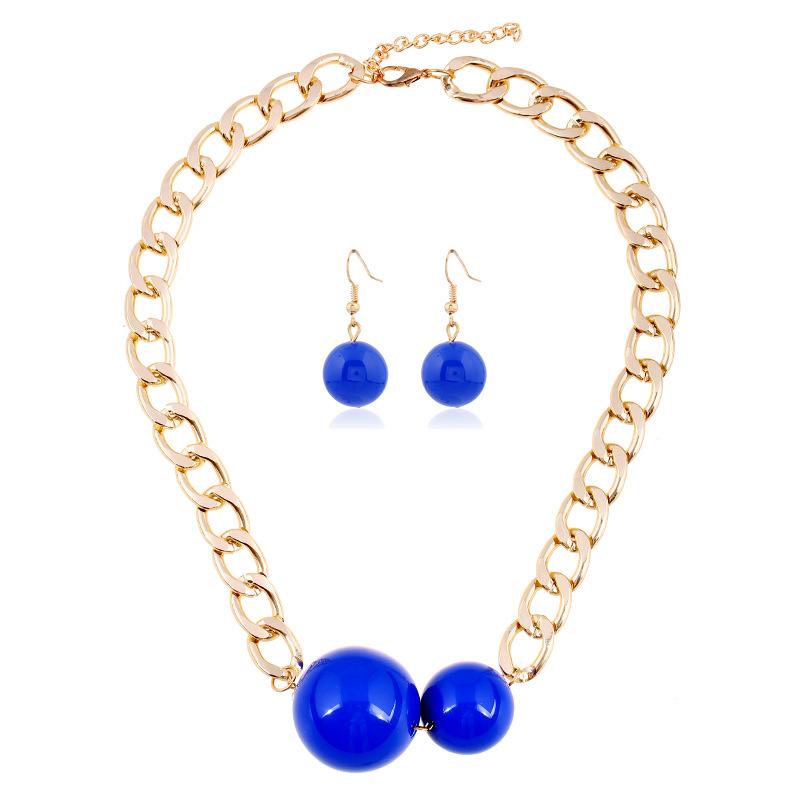 

Pendant Necklaces Fashion Bead Drop 2021 Trendy Women Resin Ball Necklace Metal Plating Maxi Thick Chains Jewelry Statement