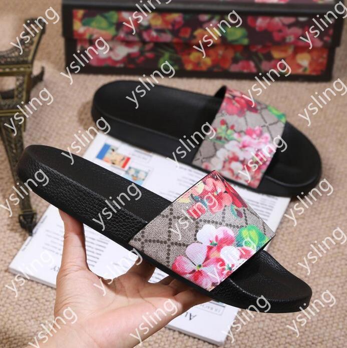 

GS3 Designer Men Women Slippers Sandals with Correct Flower Box Dust Bag Shoes snake print Slide Summer Wide Flat Slipper, Black