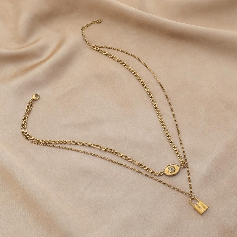 

Pendant Necklaces YAOLOGE 316L Stainless Steel Wholesale Lock Necklace For Women Short Chain 2021 Trend Gift Fashion Jewelry Collier