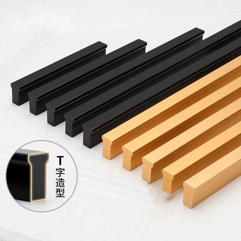 

lengthened T-shaped door handle American black golden light luxury hardware