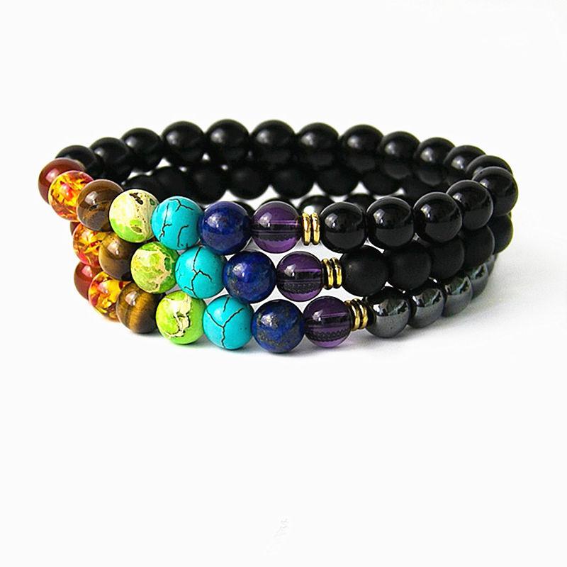 

Charm Bracelets ! Fashion Natural Lava Stone 8mm Energy Volcano Chakra Colorful Beads Hand Chain Bracelet Men And Women Jewelry