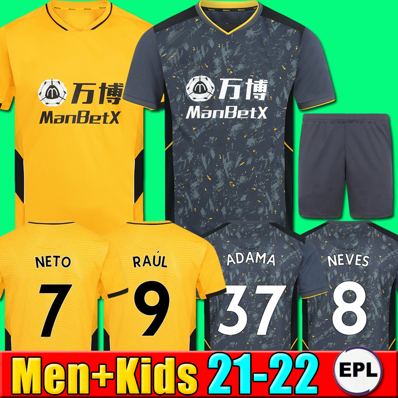 

21 22 Wolves home away soccer jersey Wanderers NEVES RAUL 2021 2022 ADAMA FÁBIO SILVA PODENCE J.MOUTINHO Shirt OTTO COADY neto football shirt men kids kit uniforms, 12 2000 2001