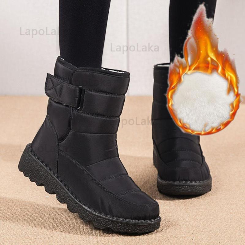 

Boots Lapolaka Fashion Women Waterproof Snow Winter Shoes Casual Lightweight Ankle Botas Mujer Warm, Black