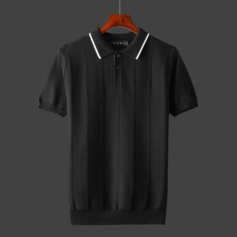 

Men's Polos 2021 Summer Plus Size 7Xl Men Shirt Solid Color Cool Clothing Casual Knitted Streetwear Male Slim Fit A106, Black