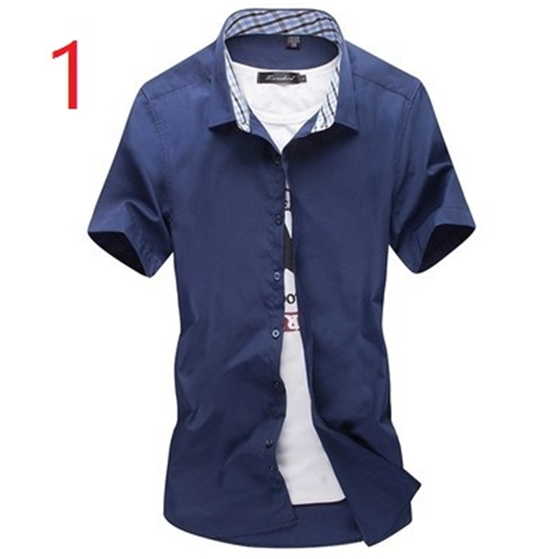 

2021 New Slim Short-sleeved Thin Large Size Youth Casual Summer Solid Color Student Shirt Men's Tide. Znp4