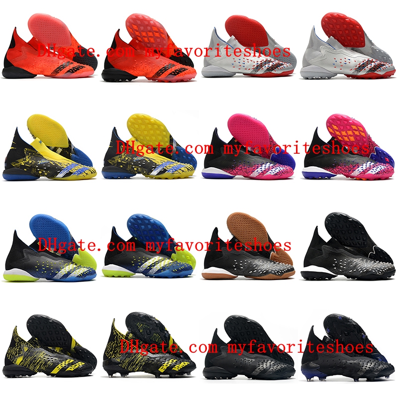 

PREDATOR FREAK + IC TF Soccer Shoes Indoor Turf Football Boots High Ankle Cleats Black Blue Yellow Pink botas de futbol, As picture 17