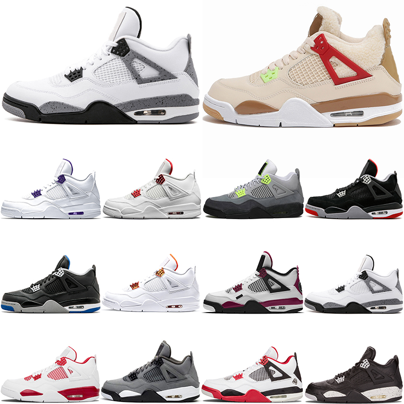 

hotting basketball shoes 4 4s Black Cat Pure Money Pine Green oreo Fire Red Cool Grey White Cement orange metallic bred Neon trainers sneakers men