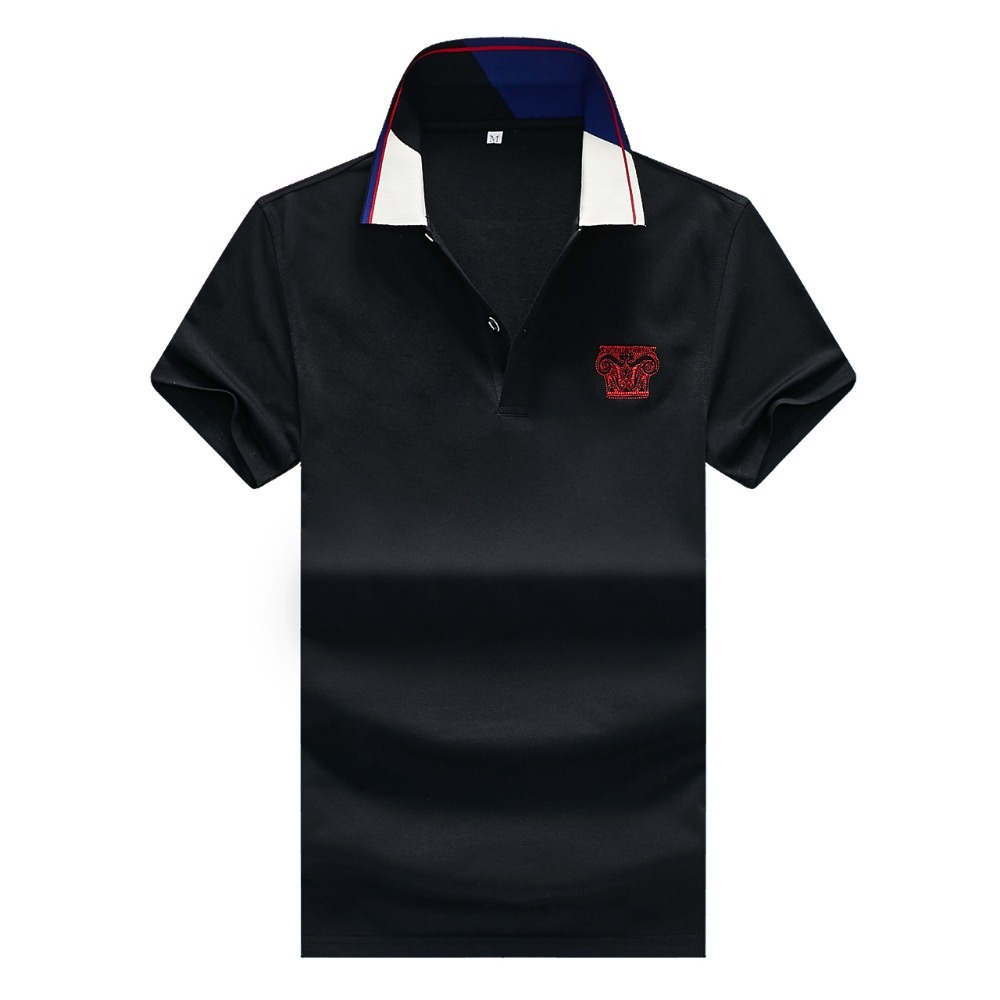 

2021 New Summer Men Brand Polo Shirt for Designer Polos Cotton Short Sleeve Brands Jerseys Golftennis Plus Size Solid Casual A95y, Black