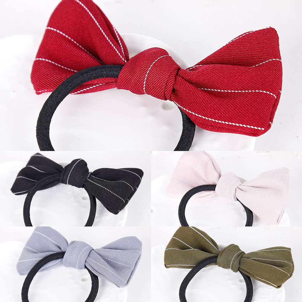 

s2021Korean Creative stripe rubber band Taobao popular bow children's hair accsori hairband 2 yuan shop