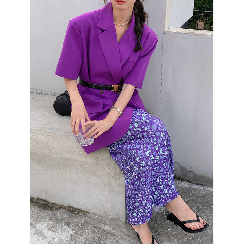 Interpretation of Open Double Breasted Short Sleeve Thin Suit Coat 2021 Summer Korean Version Commuting Leisure 8717-image-702387641