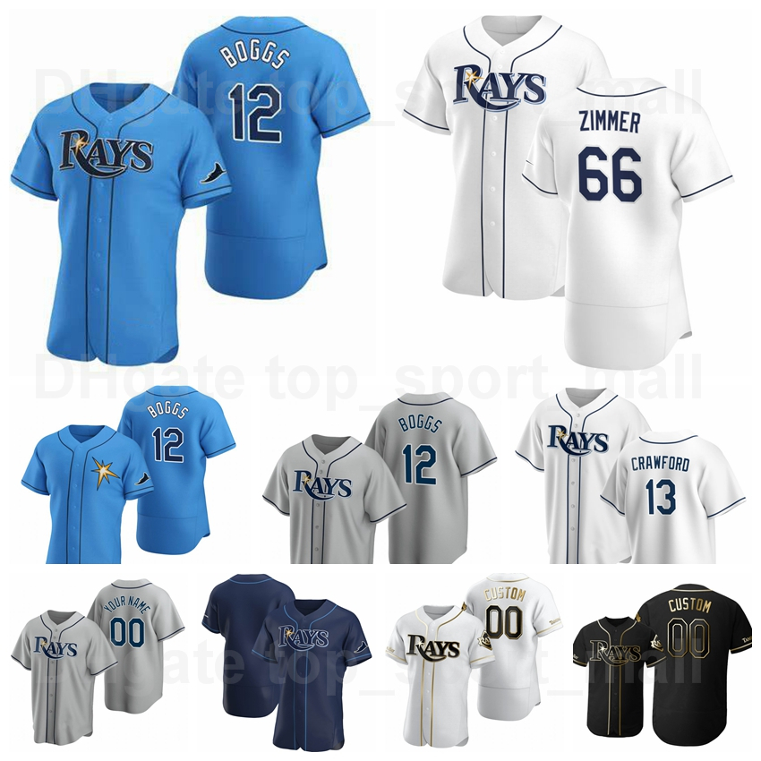 

Baseball 12 Wade Boggs Jersey 66 Don Zimmer 13 Carl Crawford 3 Evan Longoria 19 Aubrey Huff 29 Fred McGriff Man Woman Youth, Blue;black