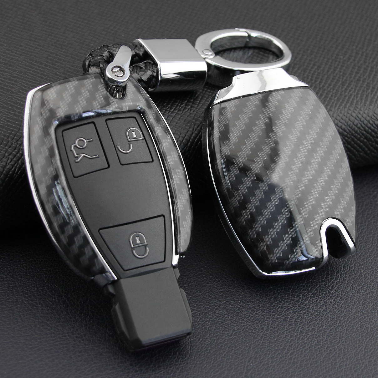 

Carbon Fiber Hard Car Key Fob Chain Cover Case For Mercedes-Benz W205 W212 X253 W166 X204 X166 W176 W246 W204 W222 W463 X156, As described