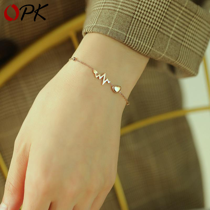 Characteristic Peculiar ECG Smiley Face Titanium Steel Bracelet Friendship Chain Bangles Jewelry Gift Christmas-image-742231639
