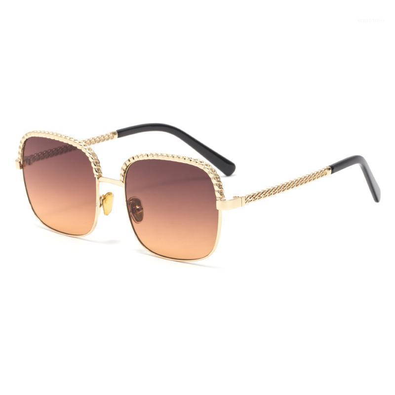 

Sunglasses 2021 Fashion Square All-match Women's Chain Personalized Temple Women Cross-border