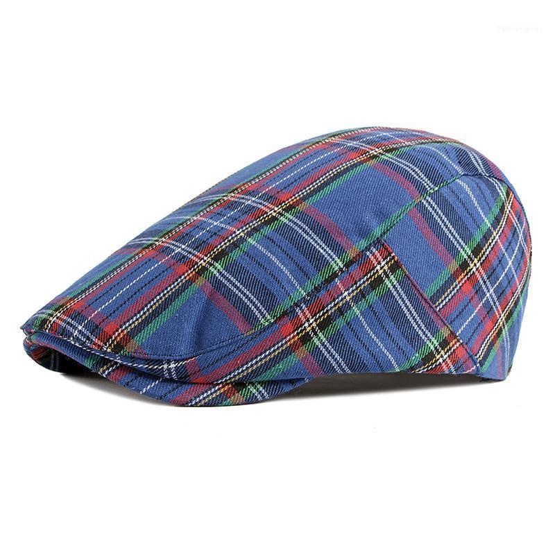 

Berets LDSLYJR 2021 Cotton Plaid Sboy Caps Flat Peaked Cap Men And Women Painter Beret Hats 35, Green