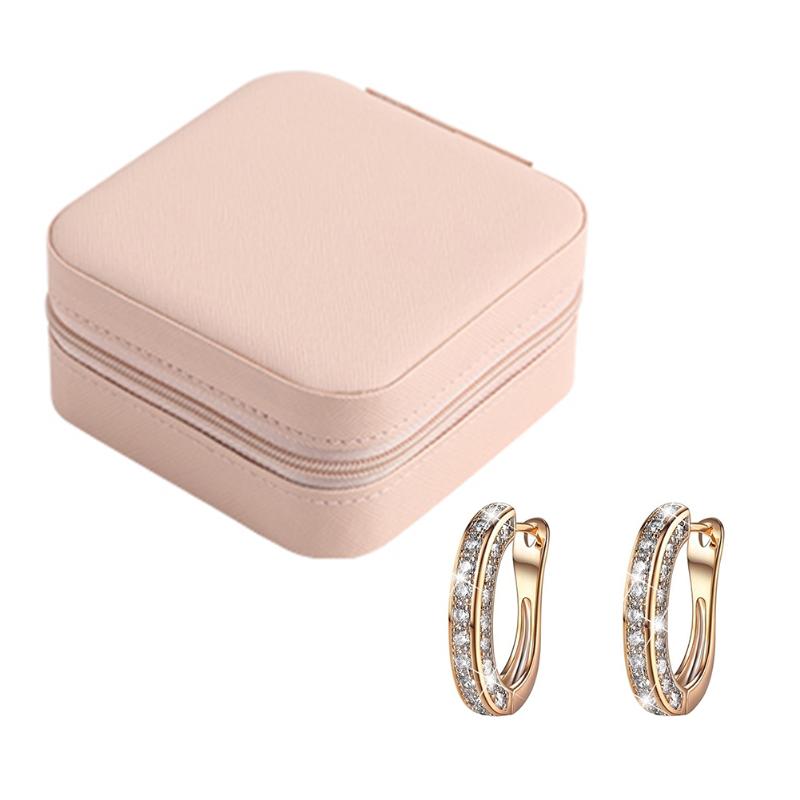 

Jewelry Pouches, Bags Box Organizer Display Travel Case Boxes Portable Earring Holder + Earrings Set, Pink;blue