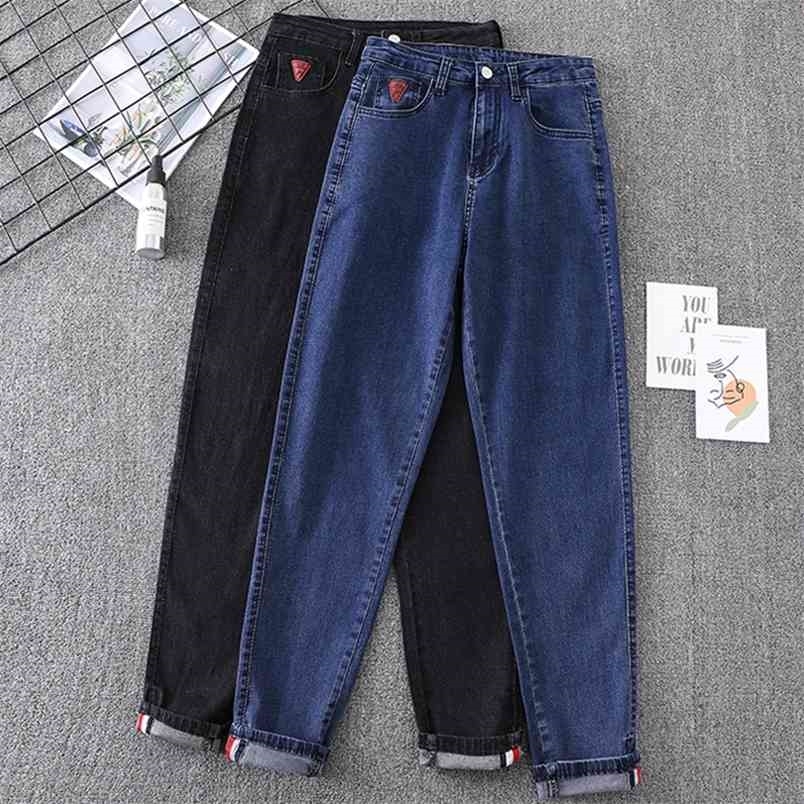 

Autumn Cuffs Stretch Women's Jeans High Waist Denim Female Elastic Plus Size Trousers Korean Style Mujer Harem Pants Black 5XL 210708, X-black