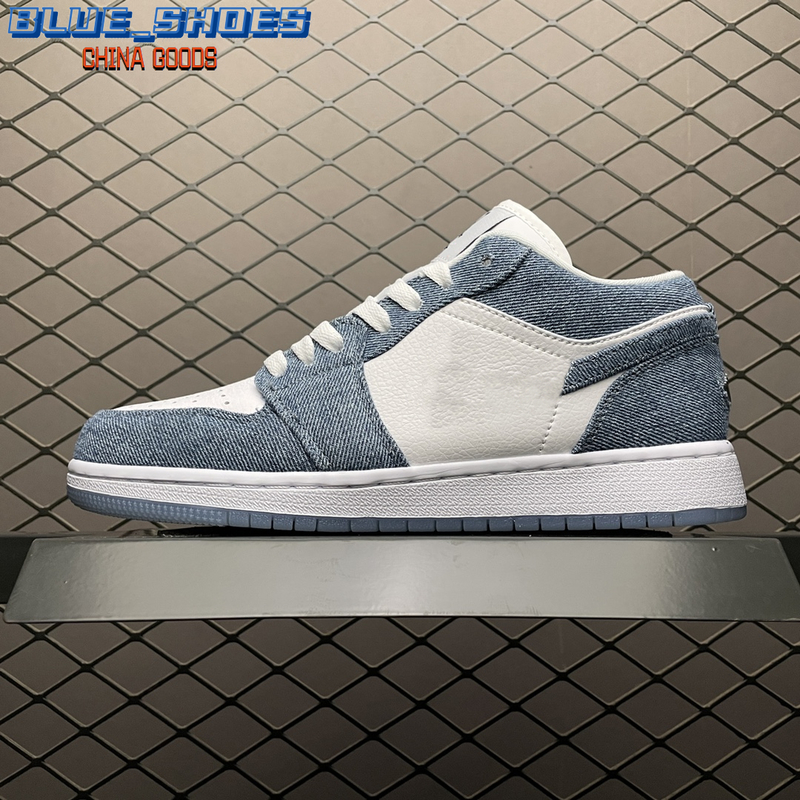 

Jumpman 1 1s Low Retro Canvas White Denim Basketball Shoes Men Women Classic Casual Sneakers 315921-141, Customize