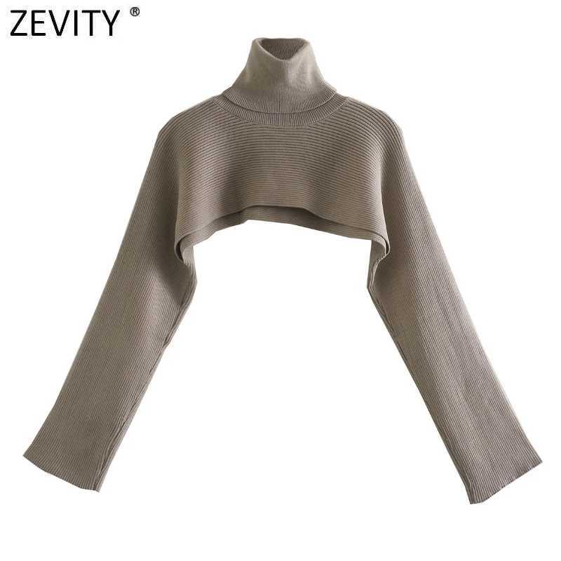

Zevity Women High Street Turtleneck Collar Solid Loose Knitting Sweater Female Long Sleeve Chic Pullovers Autumn Wrap Tops S484 210603, As pic s484xqj