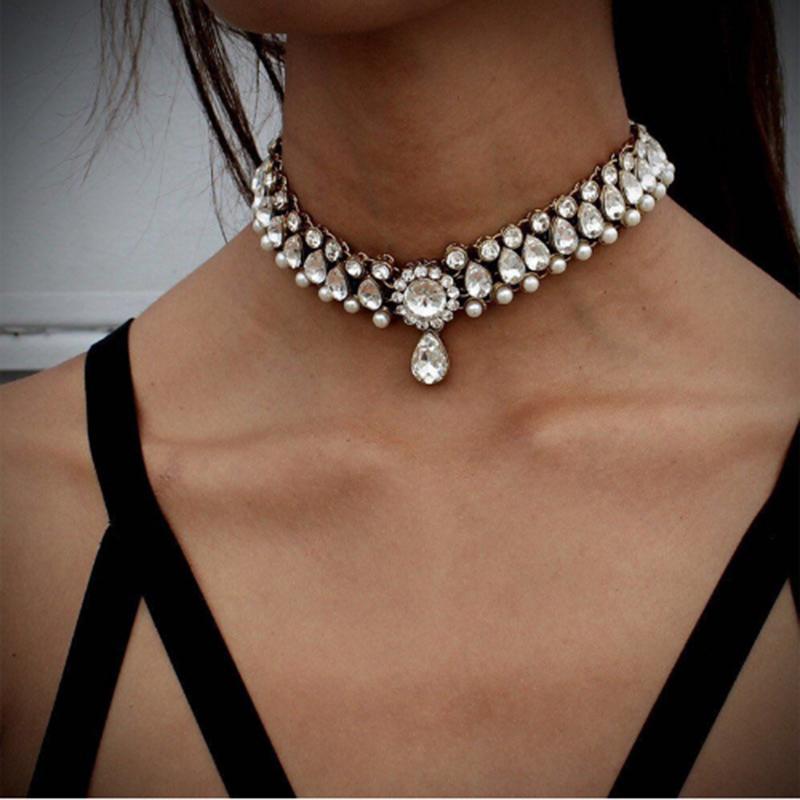 Pendant Necklaces Fashion Charms Short Necklace Alloy Women Chain & Pendants Clavicle Water Drop Jewelry Gift-image-709030156