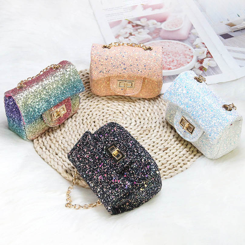 

Kids Handbags Baby Bag Girl Bags Children Accessories Children's Princess Mini Chain Purses One Shoulder Sequin Messenger B6797, White