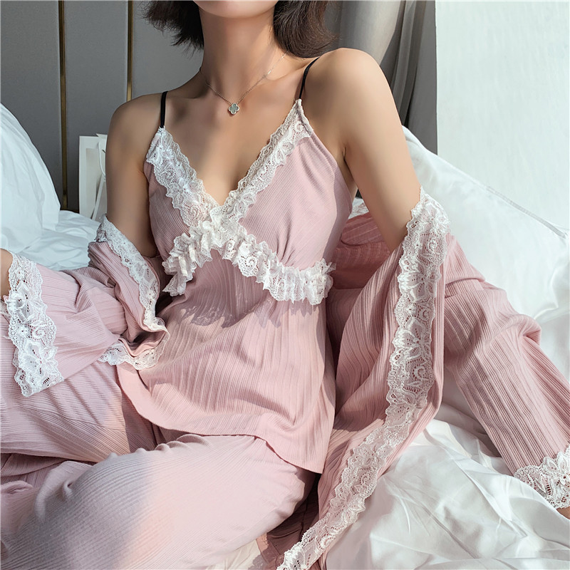 

Women Score 3pcs Piggs Sweet Pink Suit Competes Sexy Cut Dress V-neck-tied Up Beep a Chest Pillow to Wear Os69