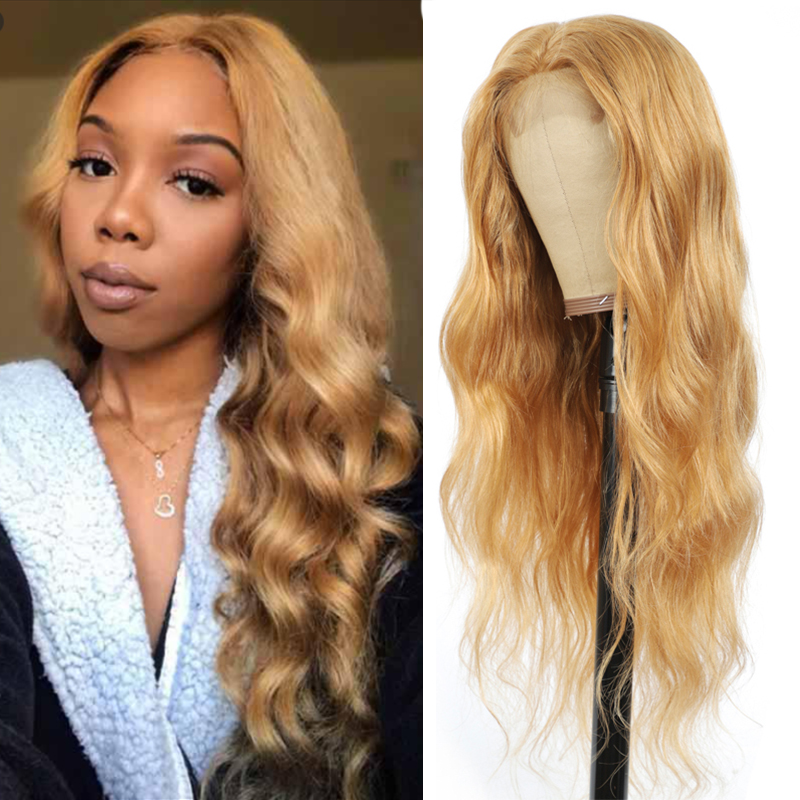 

Honey Blonde Body Wave Human Hair Wigs Brazilian Remy 13x4 Lace Front Wig for Black Women SOKU Pre Plucked Lace Hair Wig, As the picture shows