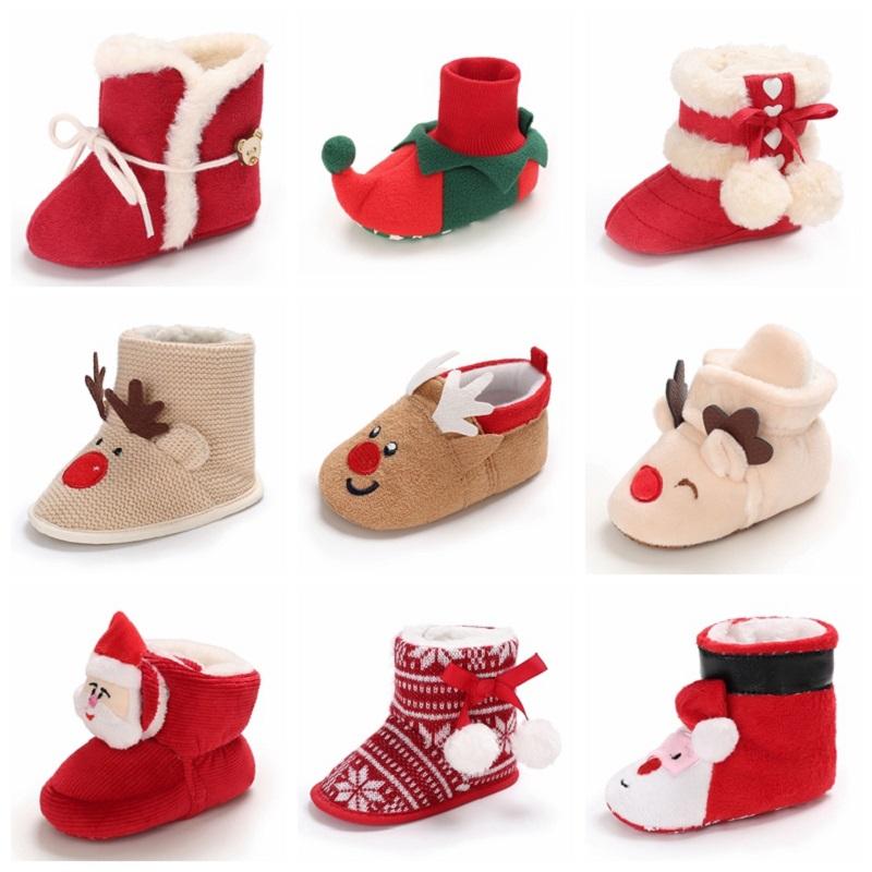 

Boots Christmas Warm Shoes 2021 Baby Toddler First Walkers Winter Boys Girls Xmas Cosplay Cute Cartoon Kids Animal, Black;grey
