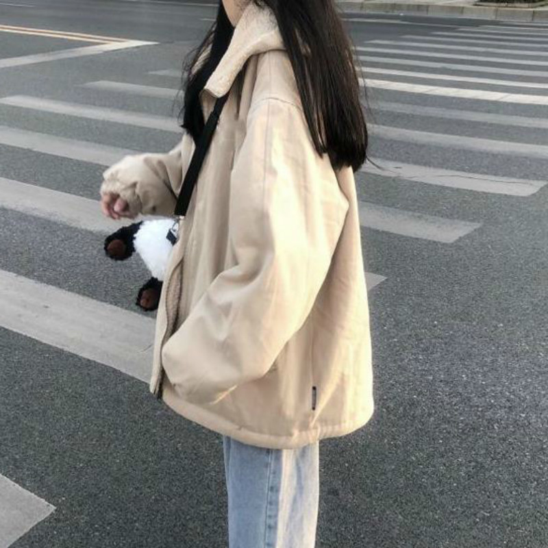 

Women's Jackets Thicker women's jackets in winter, vintage Korean chic jacket teens outward soft female leisure zipper big size 3xl N05Z, 1# shoe box