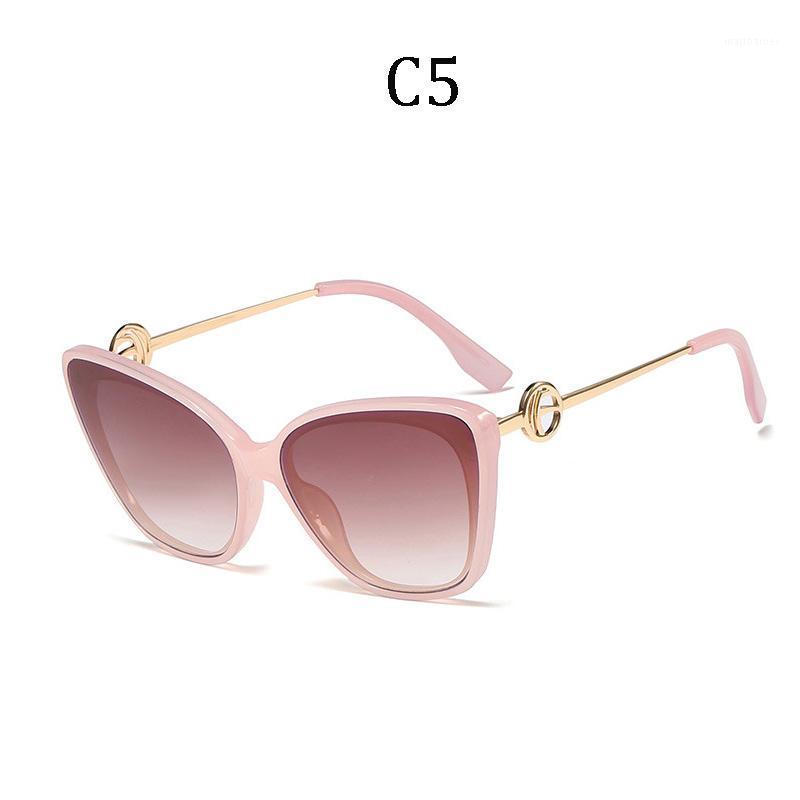 

Sunglasses Cat Eye Gradient Mirror Ladies Men's High Quality Metal Frames 95210