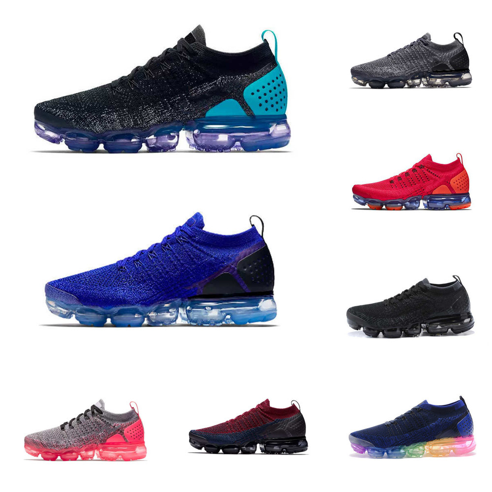 

knit 2.0 fly men women running shoes triple black white be true crimson pulse red orbit mens trainers sports sneakers size 36-45