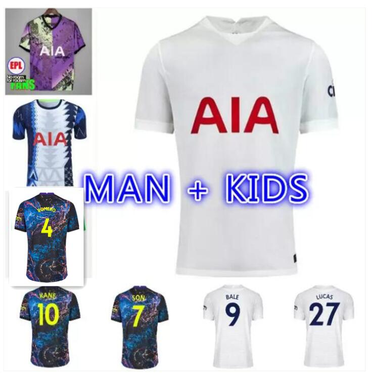 

21 22 DELE SON BALE KANE jersey HOJBJERG BERGWIJN LUCAS LO CELSO TOTTENHAM NDOMBELE soccer football shirt 2021 2022 spurs men + kids kit uniforms, Black