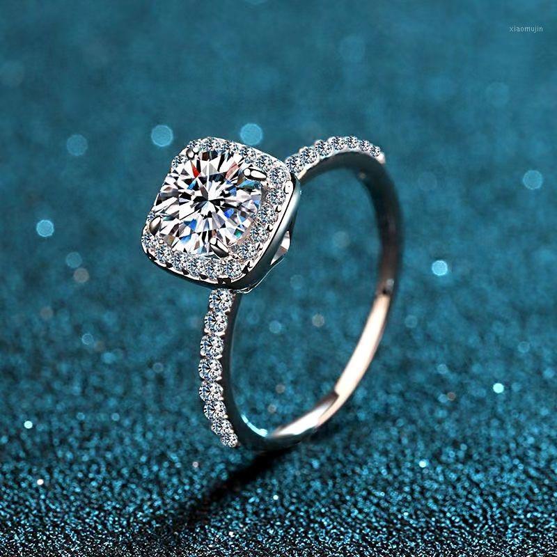 Cluster Rings Luxury 925 Silver Excellent Cut D Color Pass Diamond Test Mossanite Party Ring
