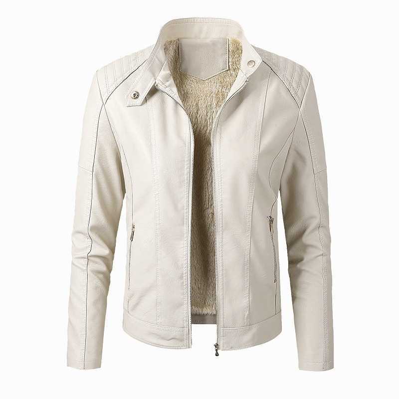 

New style Plush coat can be fashionable Pu clothes women's leather jacket, Black