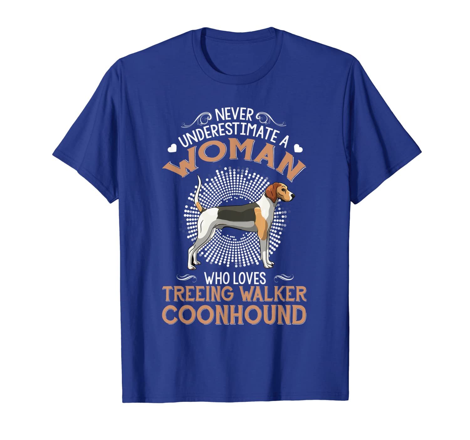 

Funny Woman Loves Treeing Walker Coonhound Dog Gift T-Shirt, White;black