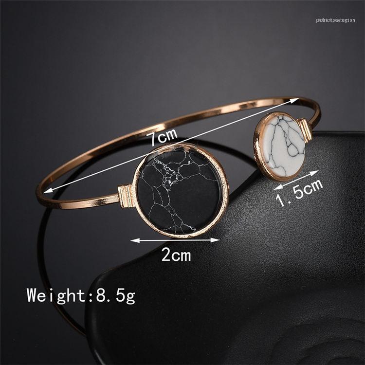 

Bangle Trendy Jewelry Alloy Open Bracelets Can Adjust Double-round Pine Stone Personality Ornaments1