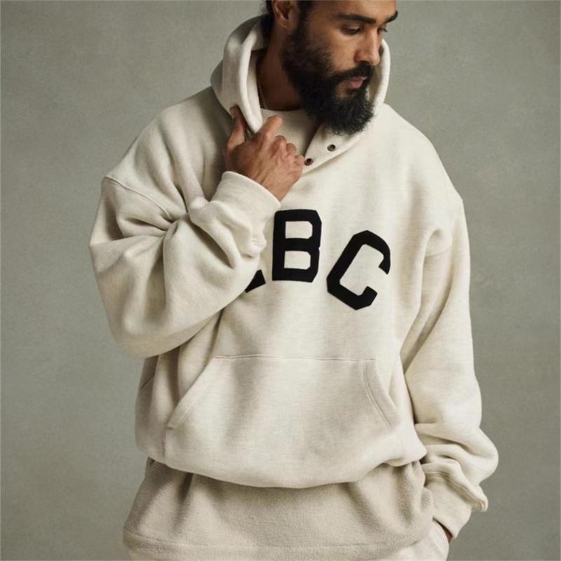 

Men' Hoodies & Sweatshirts Hooded Vests Retro Loose Pullover Hoodie European And American High Street Letter ABC Flocking Ins Lovers Men St, Black