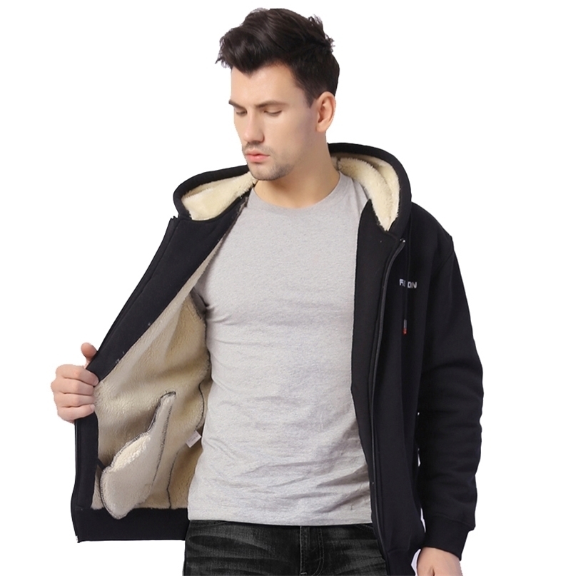 

Tracksuit Men Winter Hoodies Casual Hooded Warm Sweatshirts Thick Fleece Jacket XL-6XL 211110, Gray