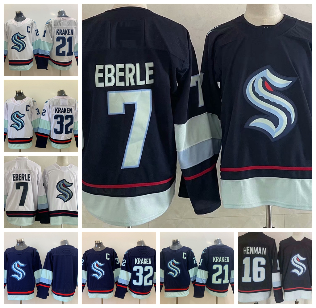 

2021 Seattle Kraken 61 Luke Henman Hockey Jerseys 7 Jodan Eberle 17 Jaden Schwartz 13 Brandon Tanev 29 Vince Dunn 5 Mark Giordano Blue White Shirts S-XXXL, White21