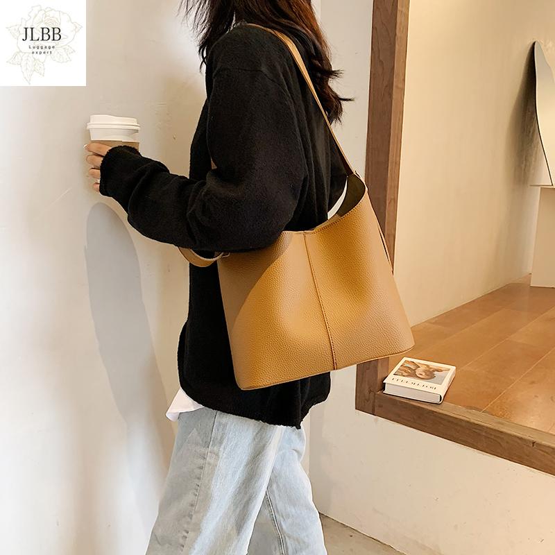 

casual women shoulder bags designer handbags luxury pu leather messenger bag simply large capacity bucket female big purses 2021, Beige