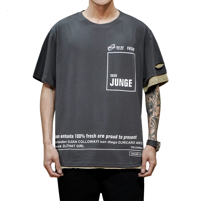 

2021 New Funny Mens Summer Tshirts Male Oversized Tee Shirts Men's Cotton Fashion Hip Hop T-shirt  Casual t Shirt for Man Streetwear S8ac, Gray