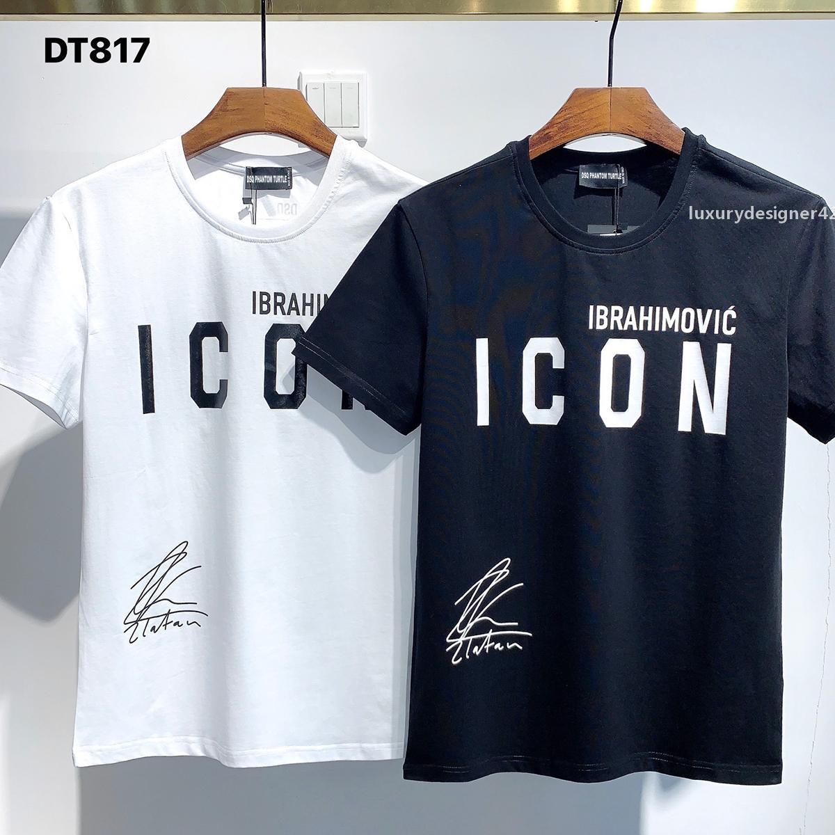 

D2 PHANTOM TURTLE 2021SS New Mens Designer T shirt Paris fashion Tshirts Summer D2 Pattern T-shirt Male Top Quality 100% Cotton Top 1068 Hty, White;black